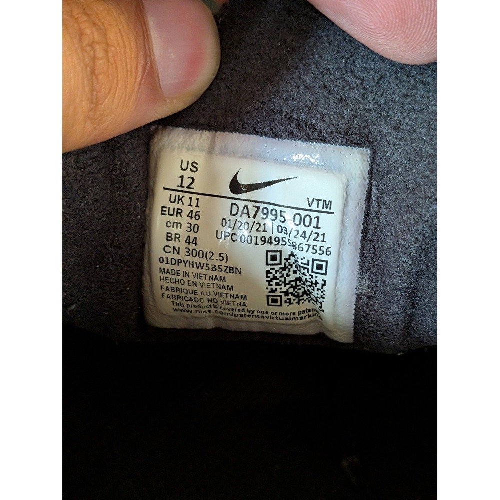 Nike Waffle One Black White Men DA7995-001 New Authentic Size 12 - Picture 7 of 9